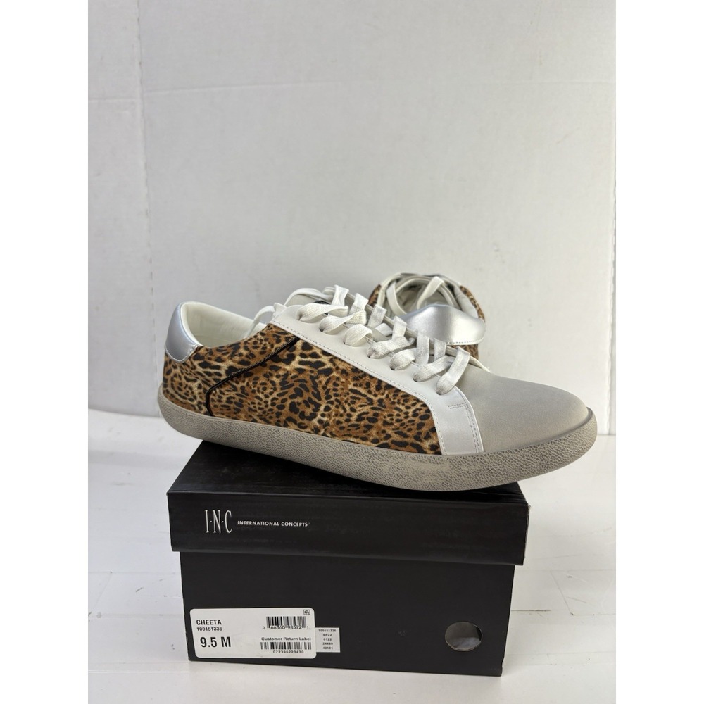 INC Intl Concepts Mens Brown Damon Cheetah Round Toe Platform Sneakers Sz 9.5 M